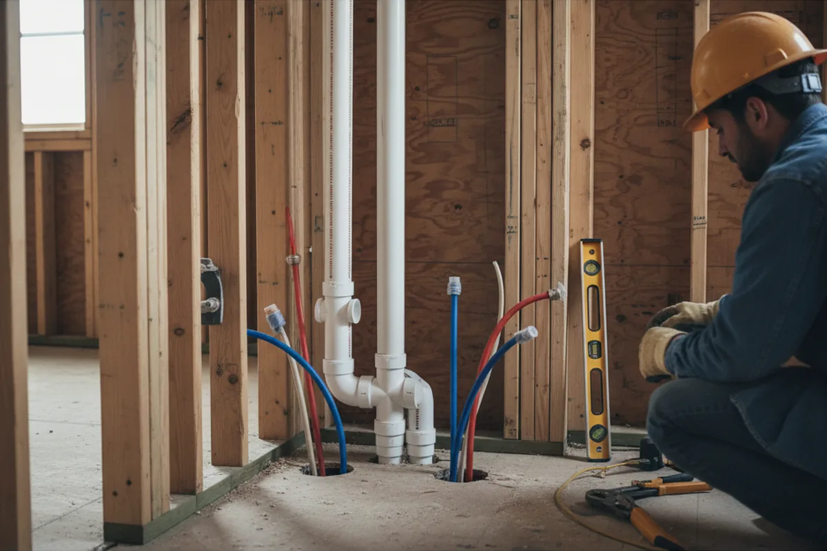 Drain and supply rough-in during Garbage Disposal Repair in Norwood